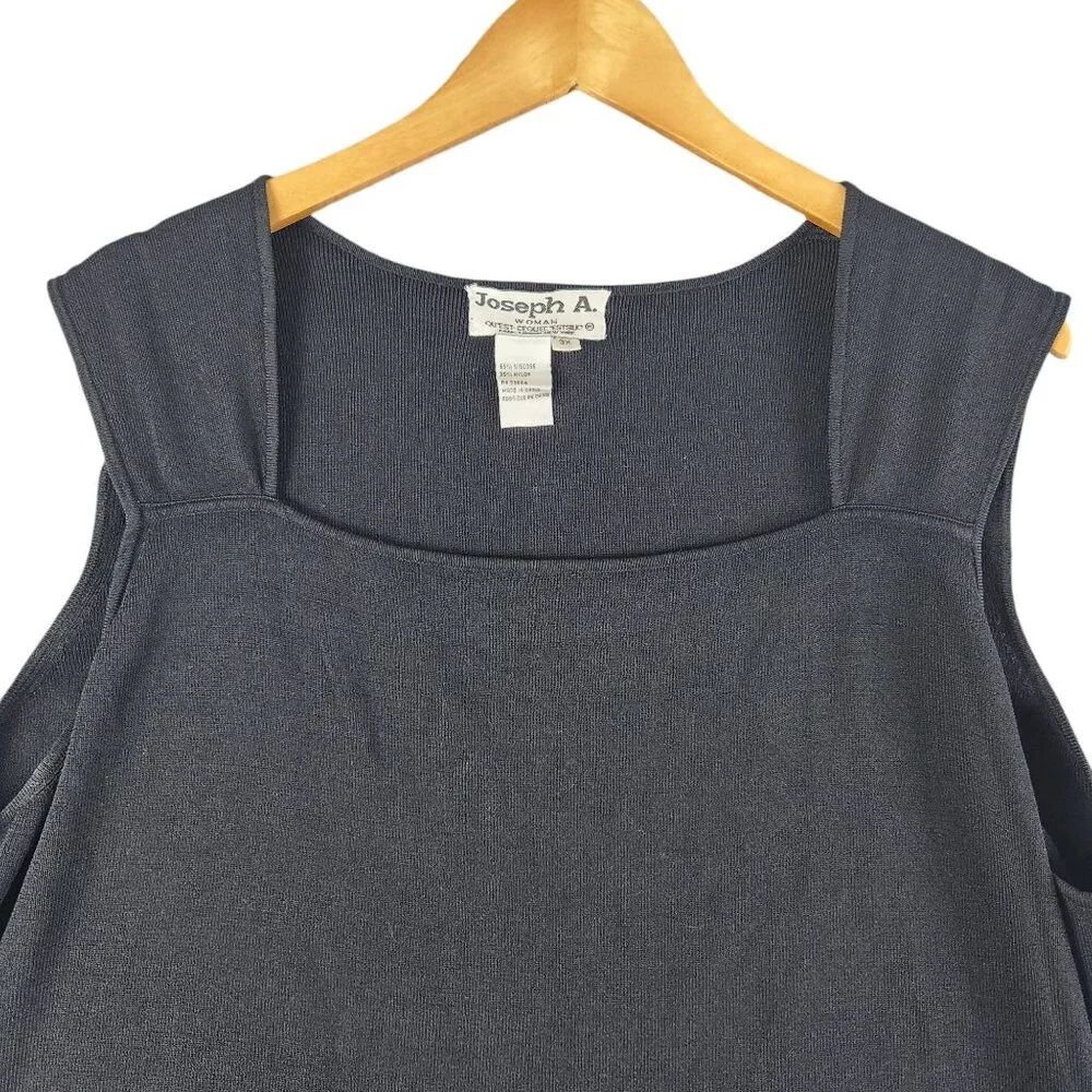 Joseph A. Womens Sleeveless Black Top Size 3X Square Neck Knit Office - Picture 3 of 5